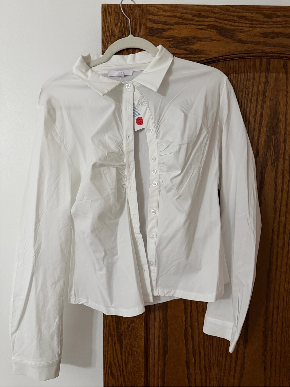 White Ruched button up